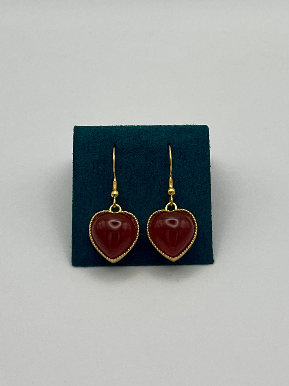 Red Agate and Shell Earrings