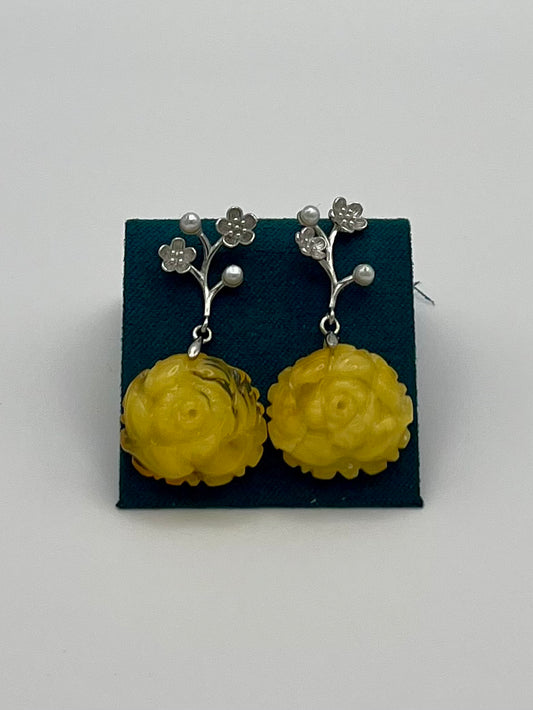 Amber Flower Earrings